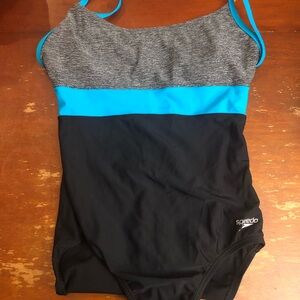 Speedo Black Swimsuit with Blue Trim